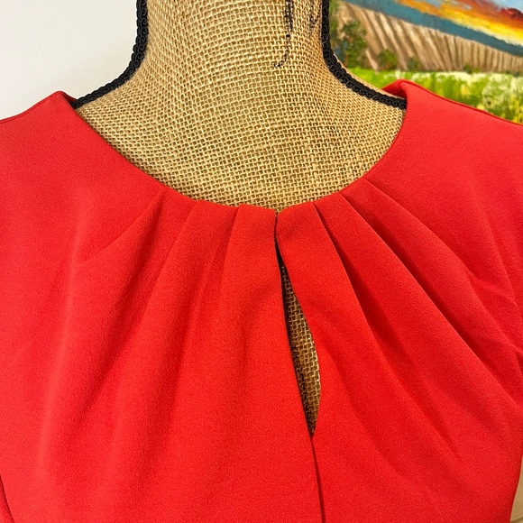 Banana Republic NWT Midi Sheath Dress Red Keyhole Neckline Size 8 - Picture 3 of 11